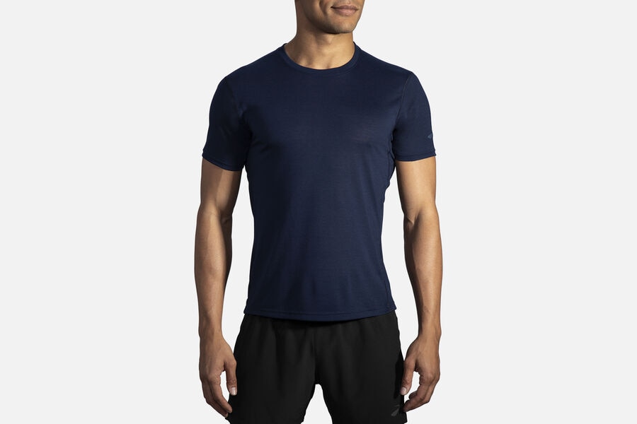 Brooks Men's Distance Sleeve Tops Navy ( OBFQR4628 )